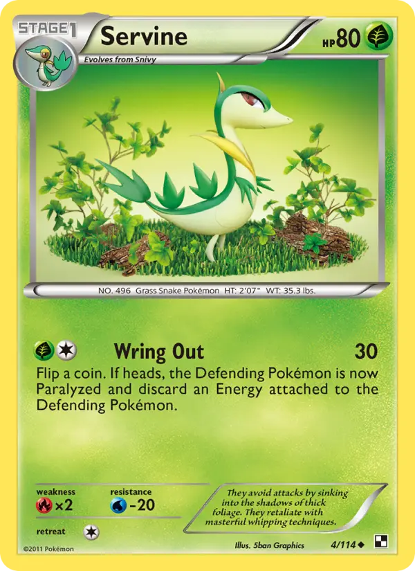 Servine Uncommon rarity Black & White Pokémon card price — $2.67