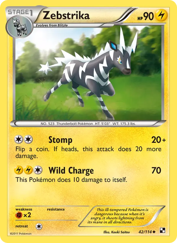 Zebstrika Uncommon rarity Black & White Pokémon card price — $1.42