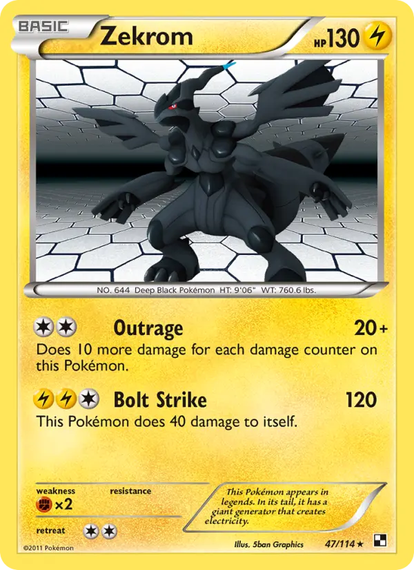 Zekrom Rare rarity Black & White Pokémon card price — $7.50