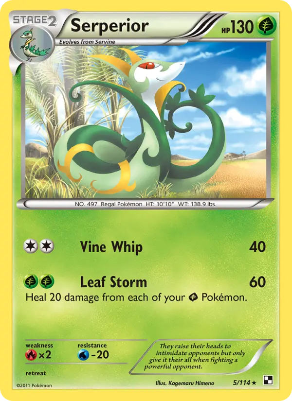 Serperior Rare rarity Black & White Pokémon card price — $5.46