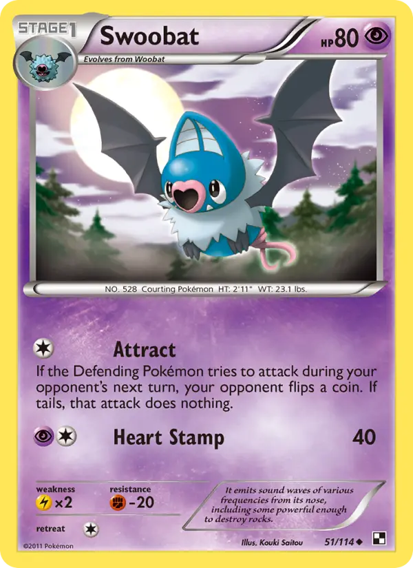 Swoobat Uncommon rarity Black & White Pokémon card price — $1.03