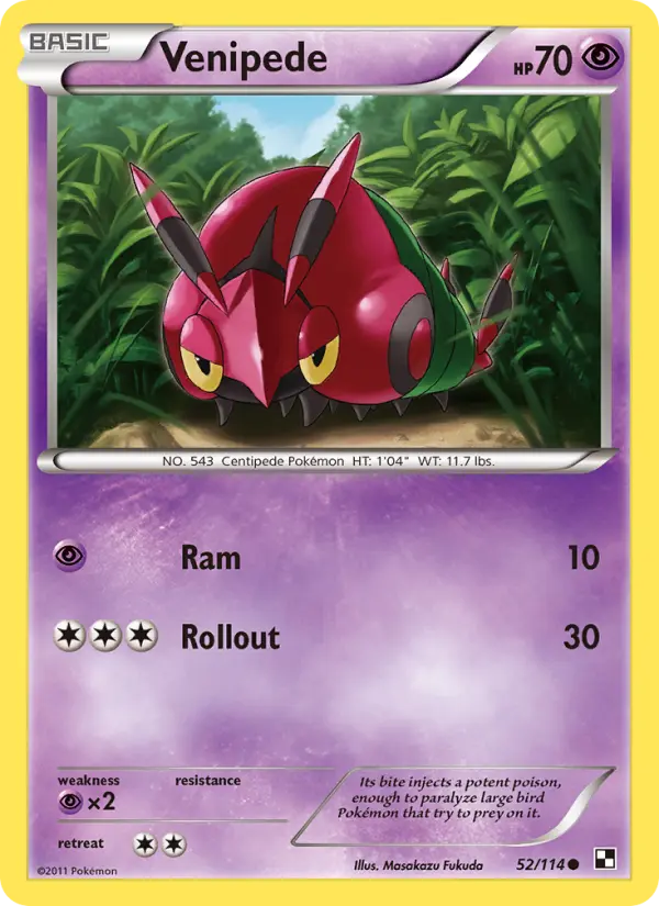 Venipede Common rarity Black & White Pokémon card price — $1.95