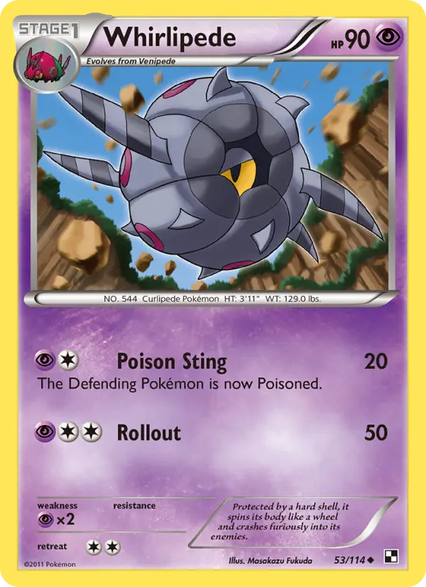 Whirlipede Uncommon rarity Black & White Pokémon card price — $2.08