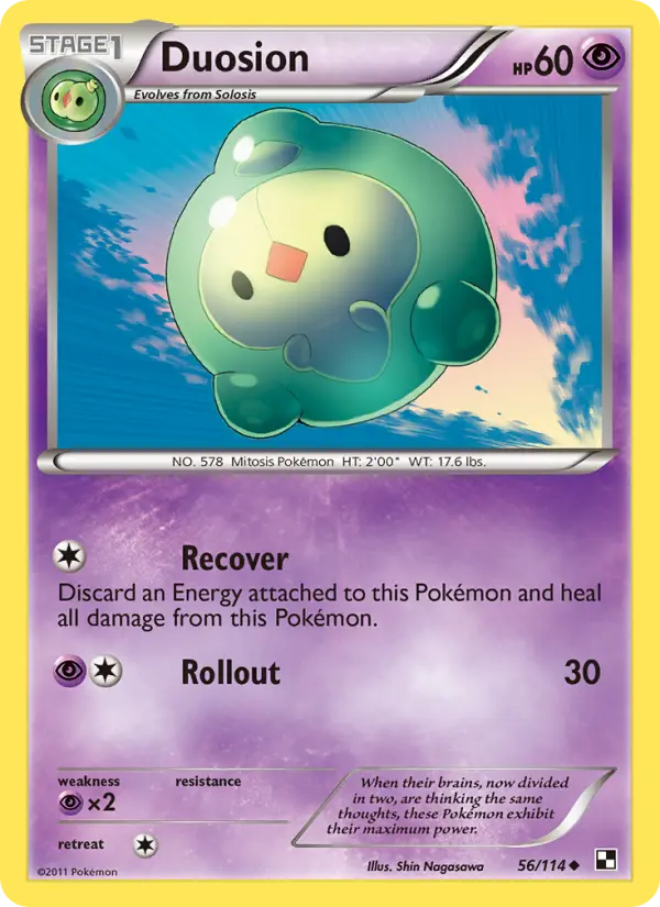 Duosion Uncommon rarity Black & White Pokémon card price — $3.01