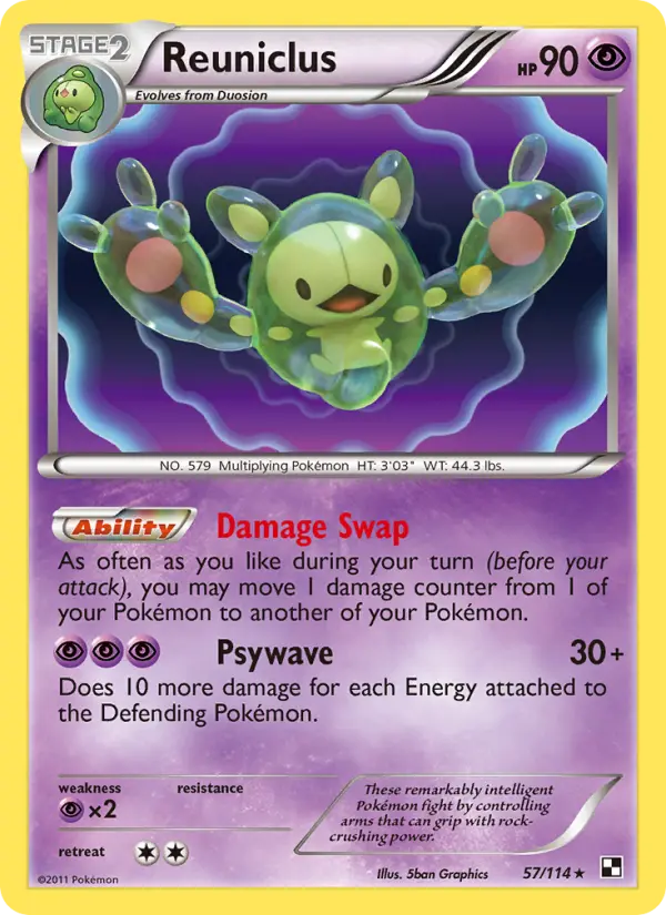 Reuniclus Rare rarity Black & White Pokémon card price — $3.41