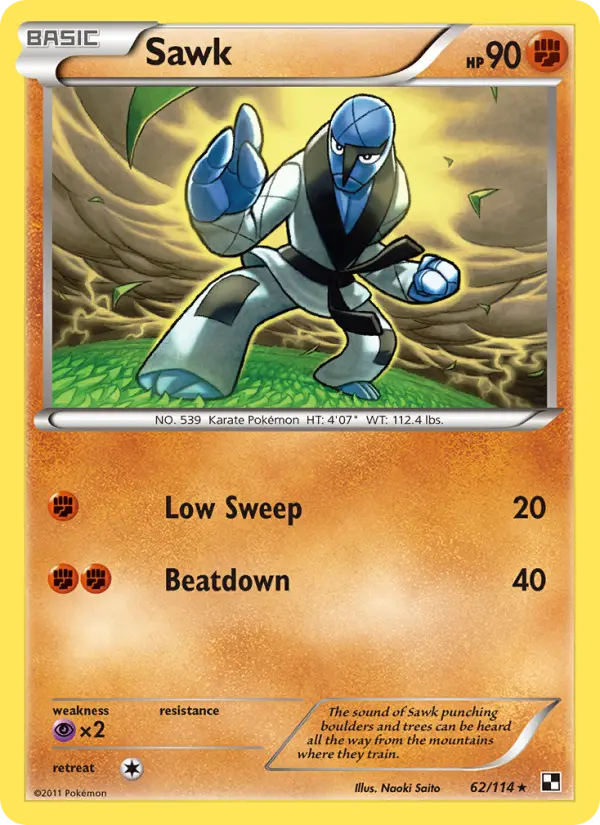 Sawk Rare rarity Black & White Pokémon card price — $2.19