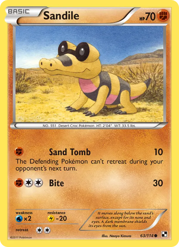 Sandile Common rarity Black & White Pokémon card price — $4.77