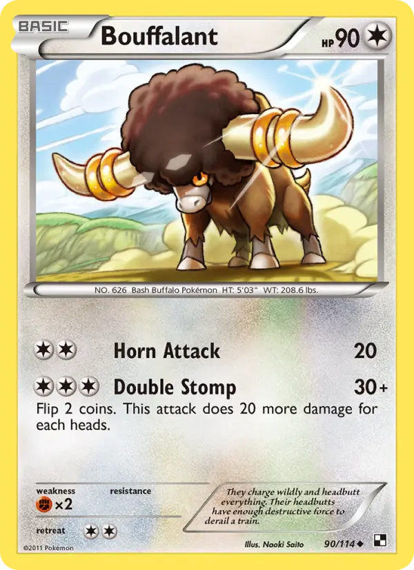 Bouffalant Uncommon rarity Black & White Pokémon card price — $2.08