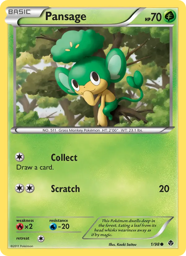Pansage Common rarity Emerging Powers Pokémon card price — $1.25