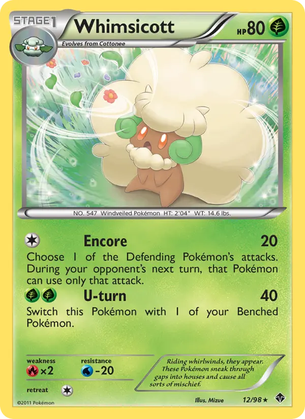 Whimsicott Rare rarity Emerging Powers Pokémon card price — $4.97