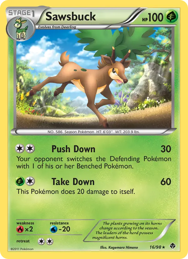 Sawsbuck Rare rarity Emerging Powers Pokémon card price — $4.85