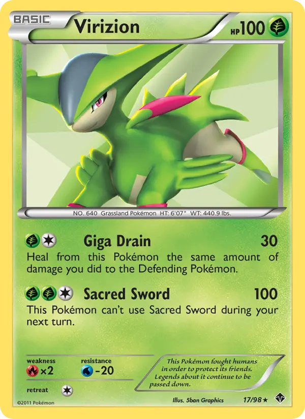 Virizion Rare rarity Emerging Powers Pokémon card price — $1.70