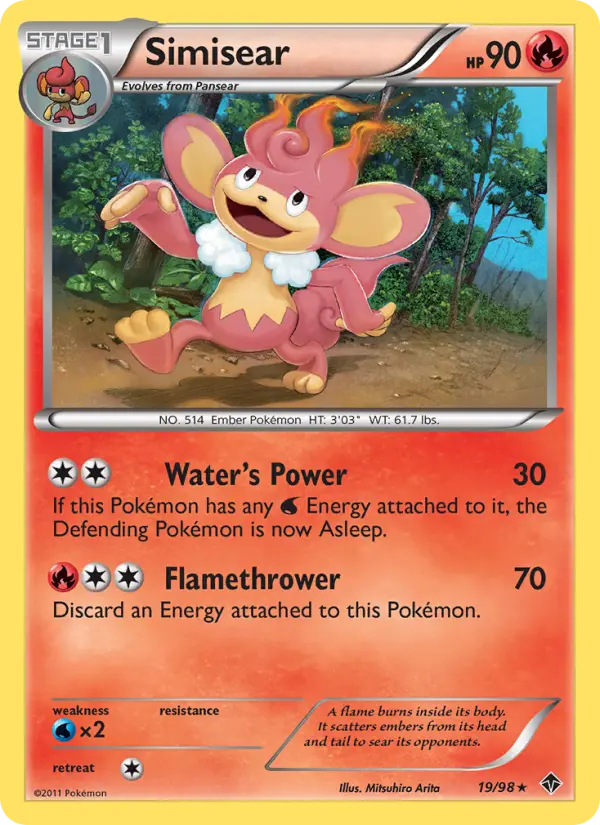 Simisear Rare rarity Emerging Powers Pokémon card price — $1.02