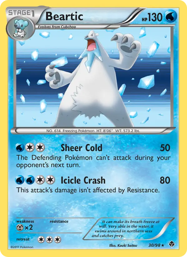 Beartic Rare rarity Emerging Powers Pokémon card price — $2.32