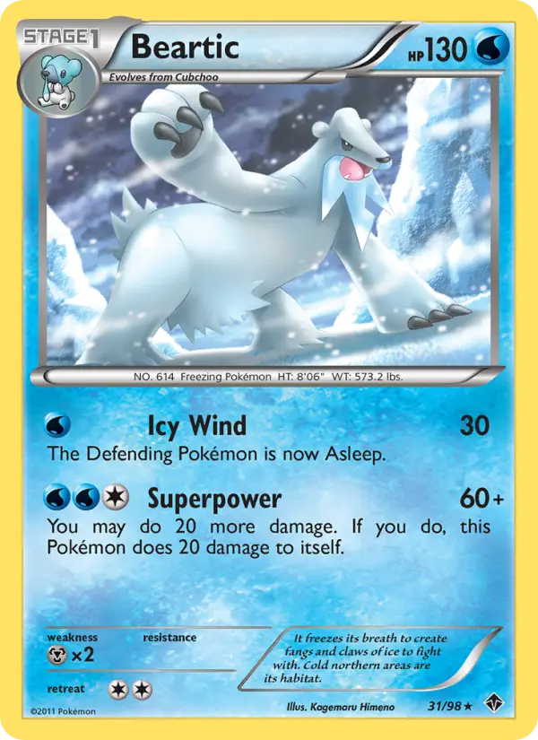 Beartic Rare rarity Emerging Powers Pokémon card price — $3.55