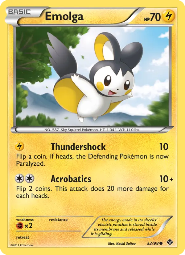 Emolga Common rarity Emerging Powers Pokémon card price — $3.61