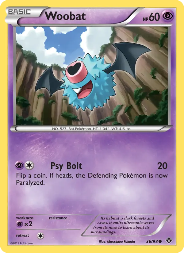 Woobat Common rarity Emerging Powers Pokémon card price — $0.90