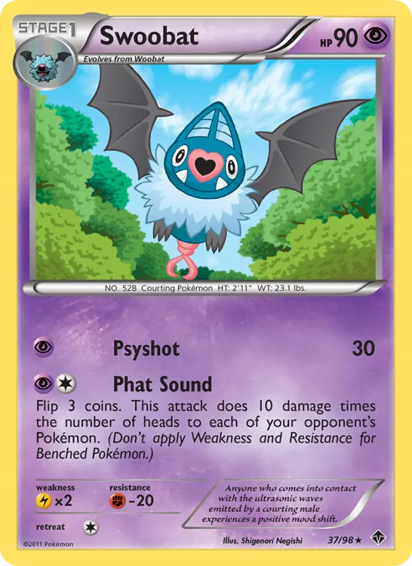 Swoobat Rare rarity Emerging Powers Pokémon card price — $1.35