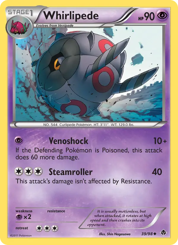 Whirlipede Uncommon rarity Emerging Powers Pokémon card price — $0.67