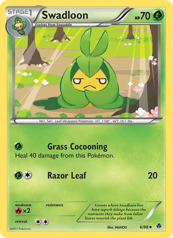 Swadloon Uncommon rarity Emerging Powers Pokémon card price — $0.94