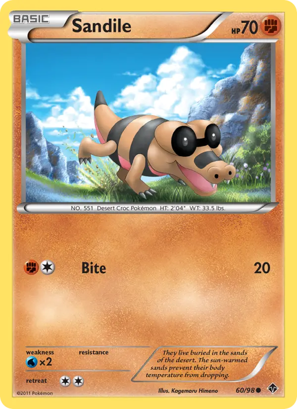Sandile Common rarity Emerging Powers Pokémon card price — $1.01