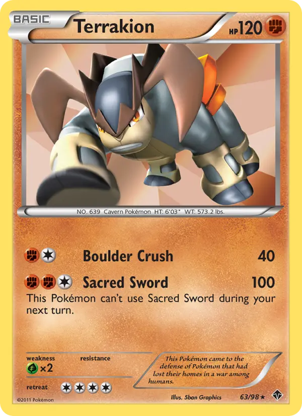 Terrakion Rare rarity Emerging Powers Pokémon card price — $1.80