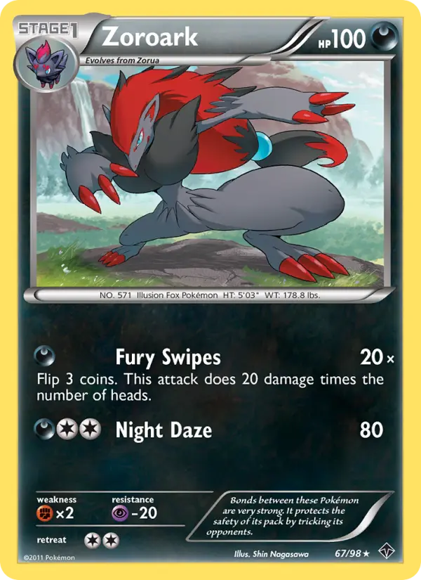 Zoroark Rare rarity Emerging Powers Pokémon card price — $7.45