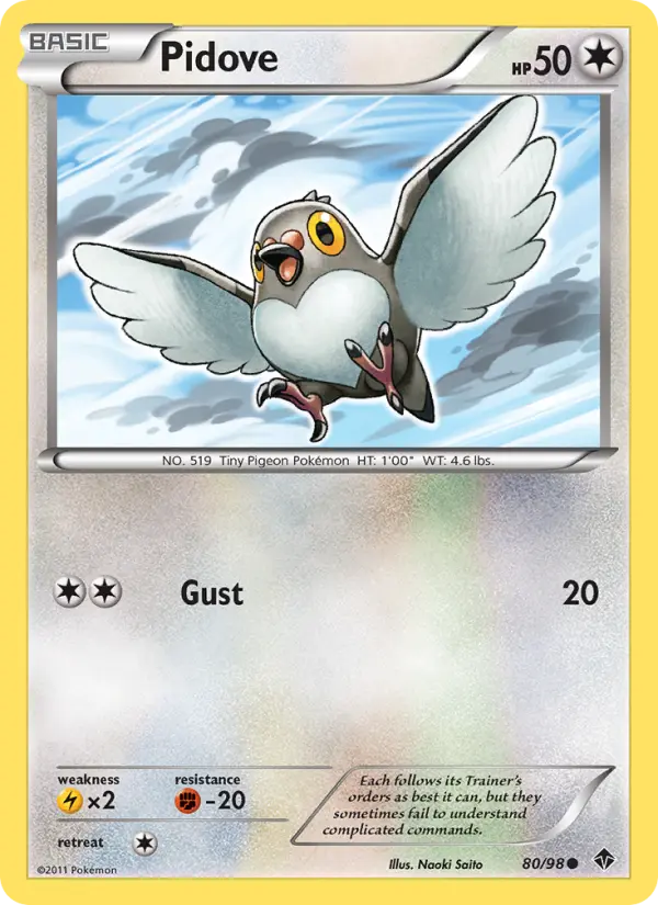 Pidove Common rarity Emerging Powers Pokémon card price — $2.89