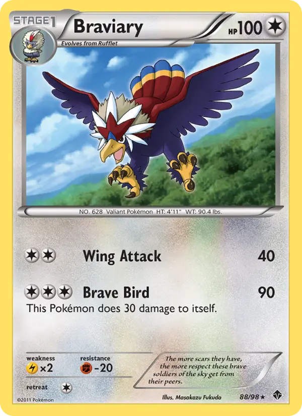 Braviary Rare rarity Emerging Powers Pokémon card price — $2.07