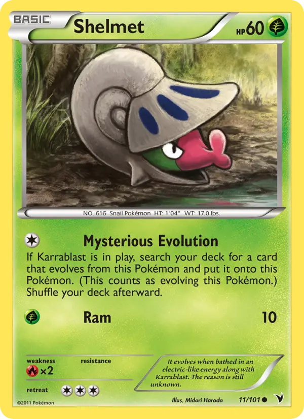 Shelmet Common rarity Noble Victories Pokémon card price — $0.70
