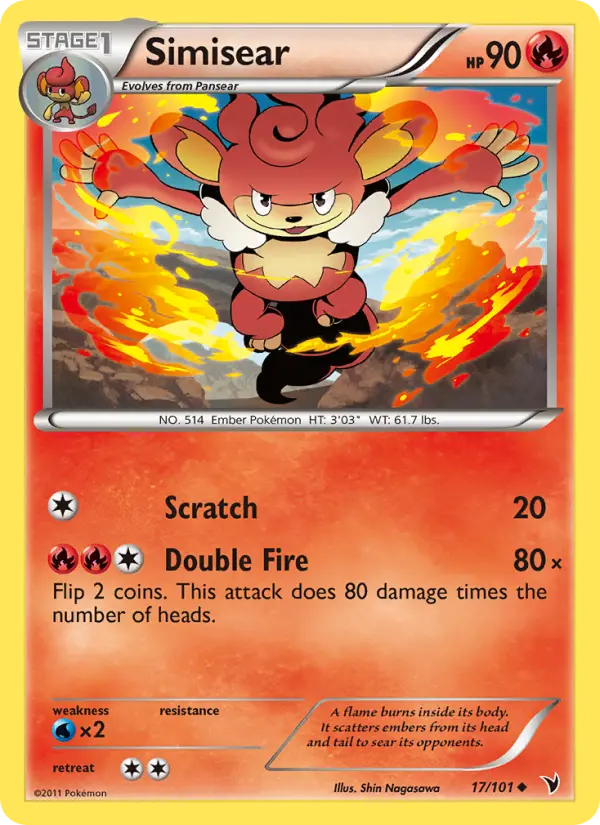 Simisear Uncommon rarity Noble Victories Pokémon card price — $0.67