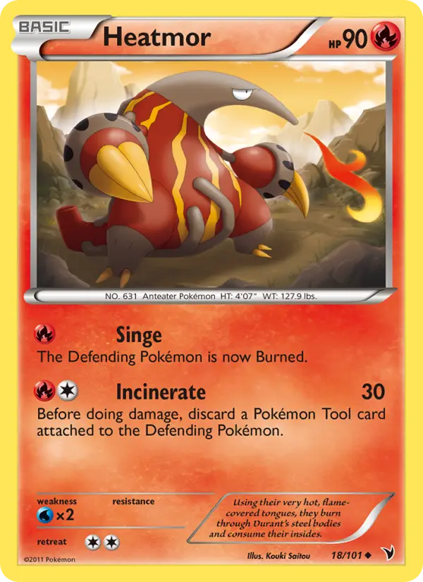 Heatmor Uncommon rarity Noble Victories Pokémon card price — $0.96