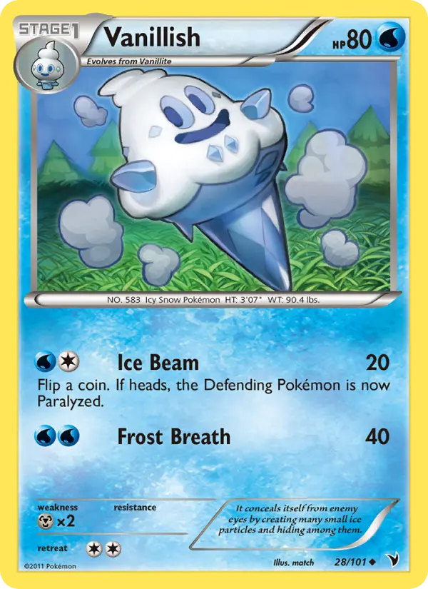 Vanillish Uncommon rarity Noble Victories Pokémon card price — $1.85