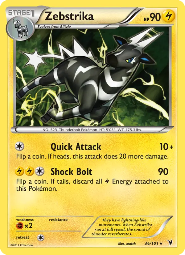 Zebstrika Rare rarity Noble Victories Pokémon card price — $2.06