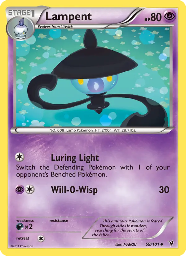 Lampent Uncommon rarity Noble Victories Pokémon card price — $10.14