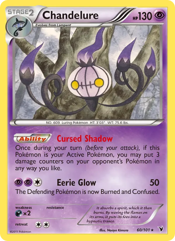 Chandelure Rare rarity Noble Victories Pokémon card price — $15.27