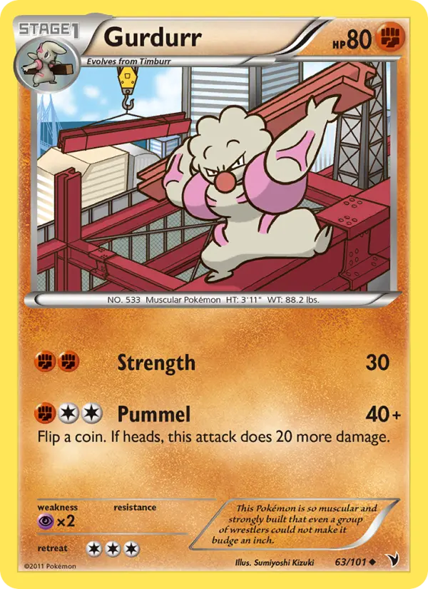 Gurdurr Uncommon rarity Noble Victories Pokémon card price — $1.27