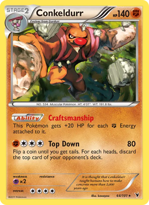 Conkeldurr Rare rarity Noble Victories Pokémon card price — $2.46