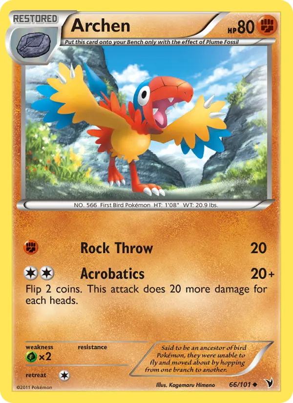 Archen Uncommon rarity Noble Victories Pokémon card price — $6.15