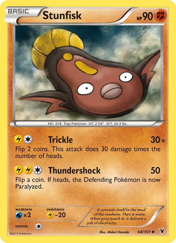 Stunfisk Uncommon rarity Noble Victories Pokémon card price — $1.00