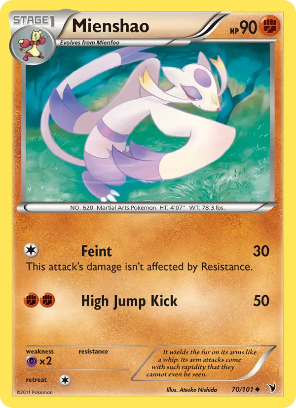 Mienshao Uncommon rarity Noble Victories Pokémon card price — $2.56