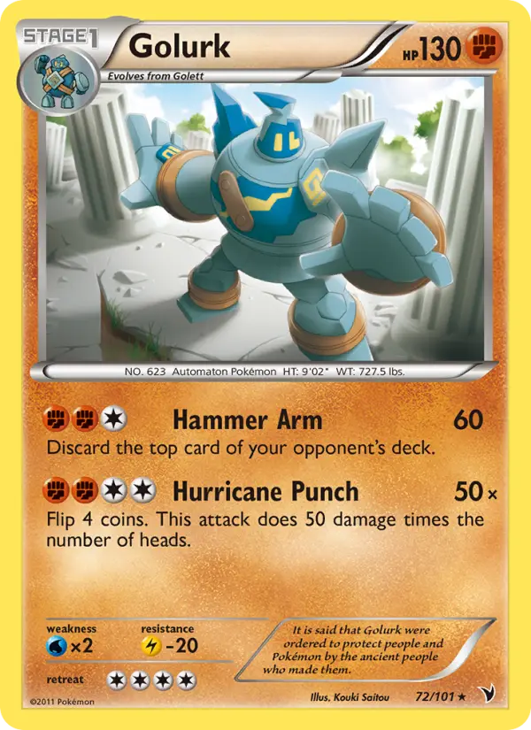 Golurk Rare rarity Noble Victories Pokémon card price — $6.05