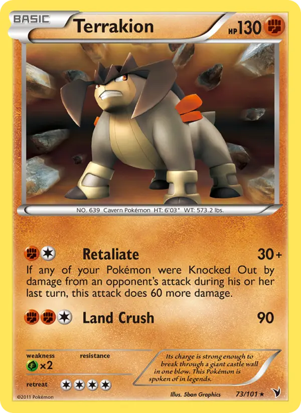 Terrakion Rare rarity Noble Victories Pokémon card price — $3.33