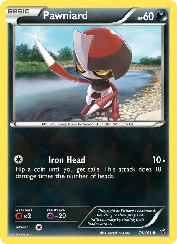 Pawniard Common rarity Noble Victories Pokémon card price — $1.64