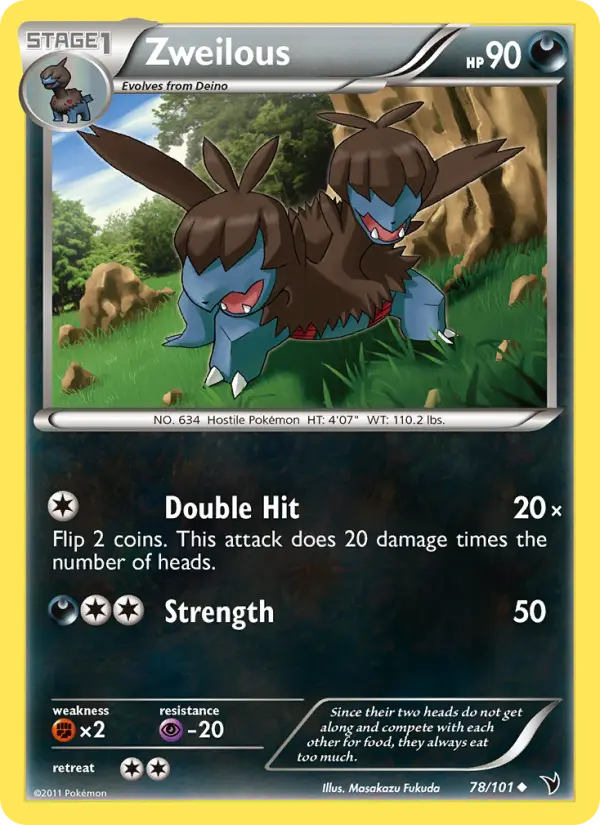 Zweilous Uncommon rarity Noble Victories Pokémon card price — $3.07