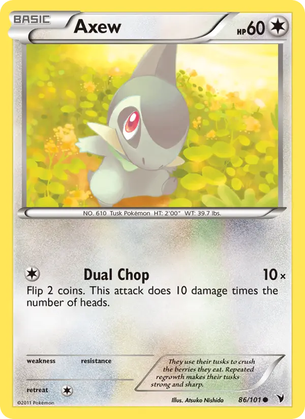 Axew Common rarity Noble Victories Pokémon card price — $1.88