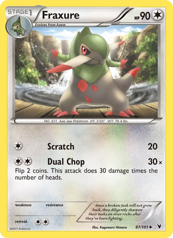 Fraxure Uncommon rarity Noble Victories Pokémon card price — $1.14