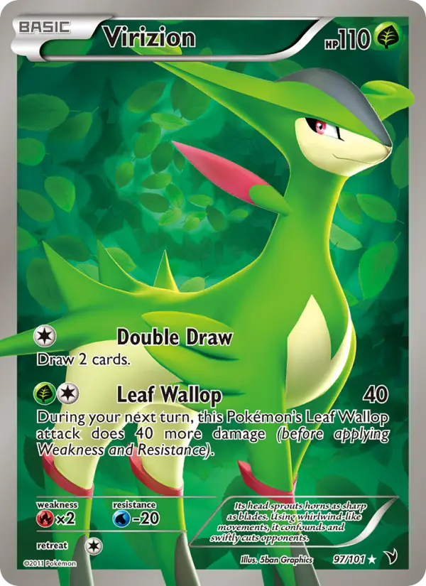 Virizion Ultra Rare rarity Noble Victories Pokémon card price — $44.57