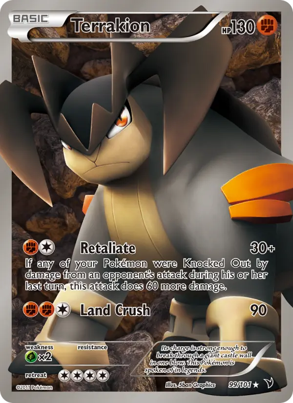 Terrakion Ultra Rare rarity Noble Victories Pokémon card price — $41.44