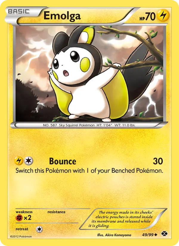 Emolga Uncommon rarity Next Destinies Pokémon card price — $1.56